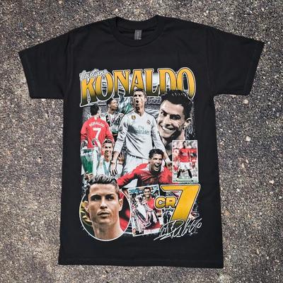 Cristiano Ronaldo Fotbalové Grafické Tričko Evropské a Americké Léto Nové Pánské a Dámské Čistě Bavlněné Top