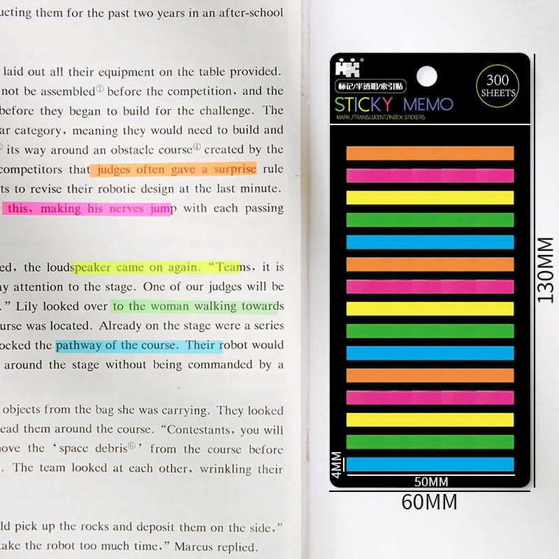 300 Sheets Rainbow Color Index Sticker Memo Pad Post-It Waterproof Transparent Sticky Notes School Supplies Kawaii Stationery