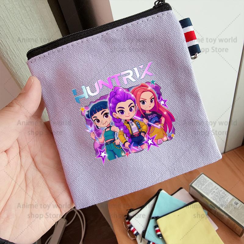 KPop Demon Hunters Makeup Bag Women Cute Anime Canvas Multicolored Pencil Case Zipper Hand-carried Finishing Storage Bags Gift