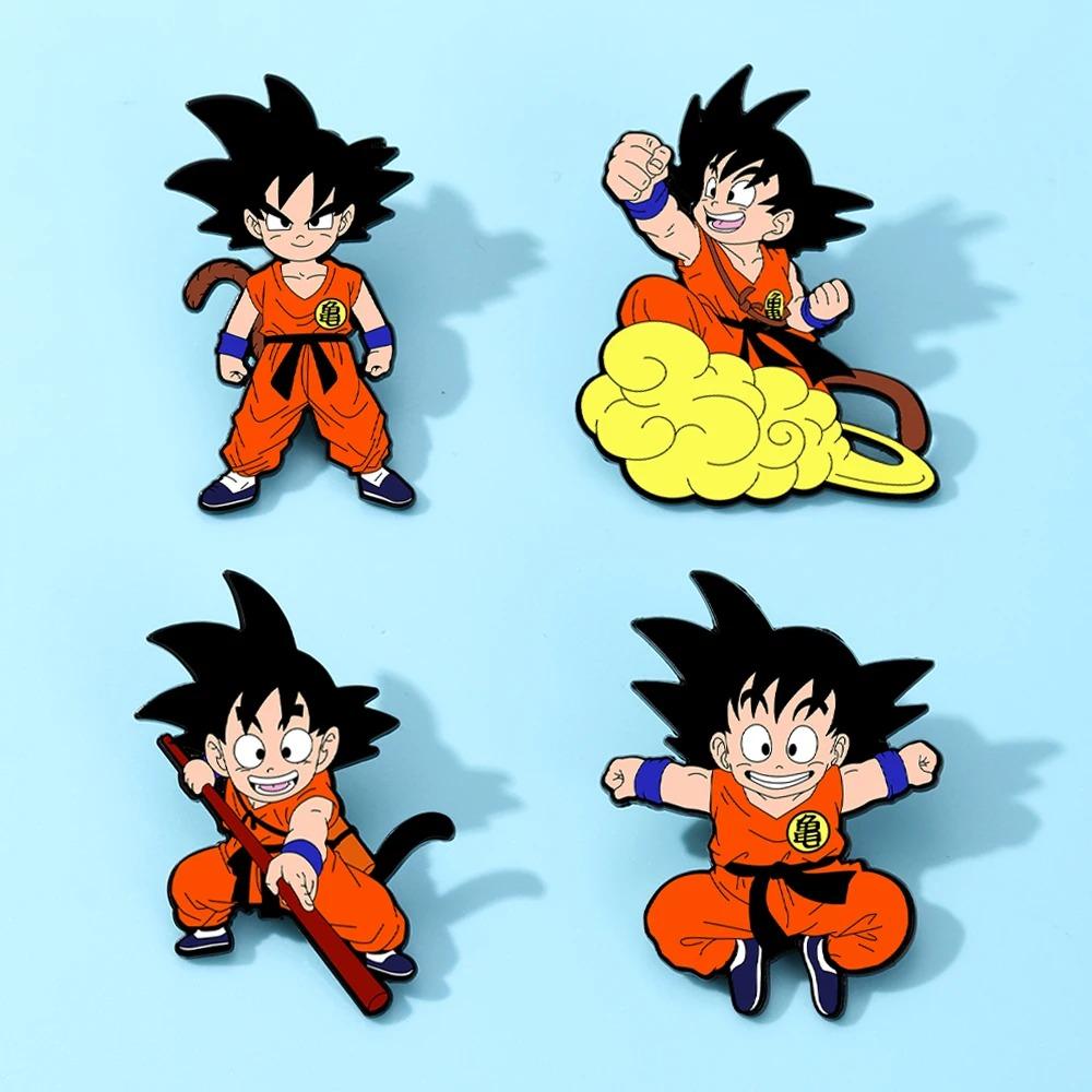 4 Pcs Son Goku Dragon Ball Cartoon Character Brooch Enamel Pin Metal Badge Jewelry For Clothes And Backpack Accessories Gift