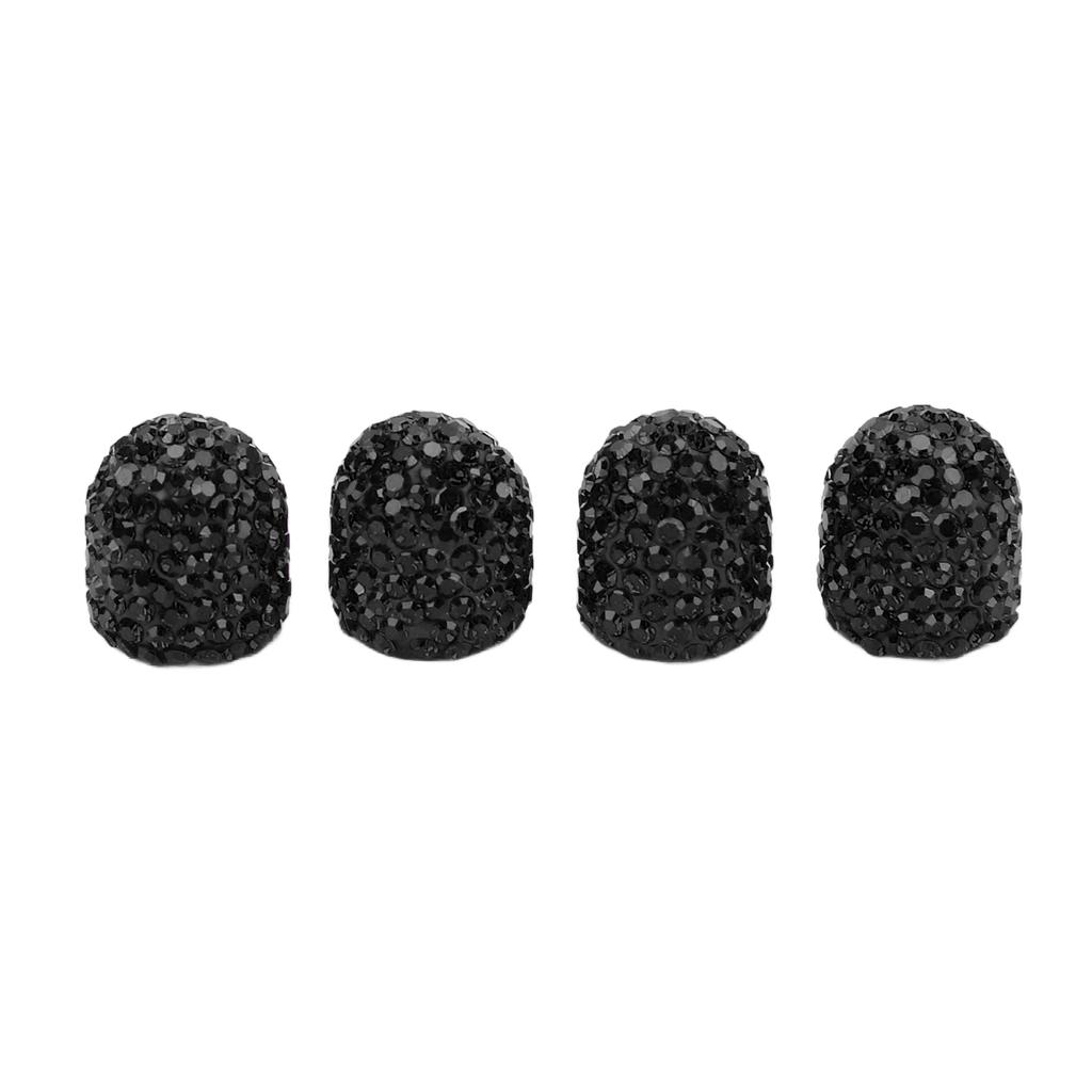 4 Pcs Bling Valve Stem Caps 15mm Stem Air Cover Tire Decoration Universal for Car MotorcycleBlack