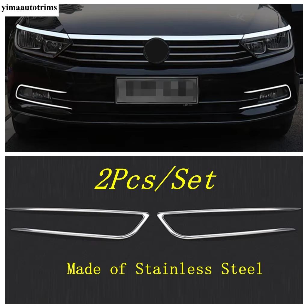 

Front Bumper Head Fog Lights Lamps Eyelid Eyebrow Panel Cover Trim For Volkswagen Passat B8 2016 2017 2018 Exterior Accessories Stainless steel