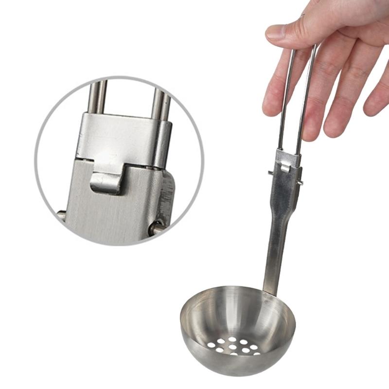 Outdoor Camping Colander/Soup Ladle Stainless Steel Tableware Foldable Spoon