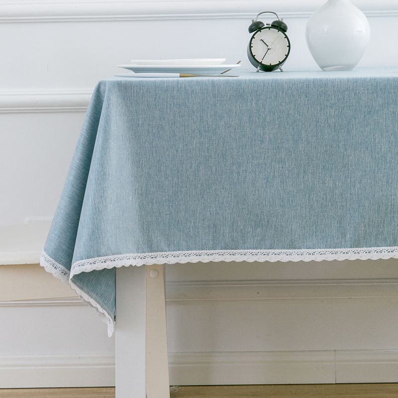 

Хлопковая и льняная квадратная скатерть премиум-класса с маслоотталкивающей пропиткой в североевропейском стиле Waterproof oil proof + light blue 100*160cm
