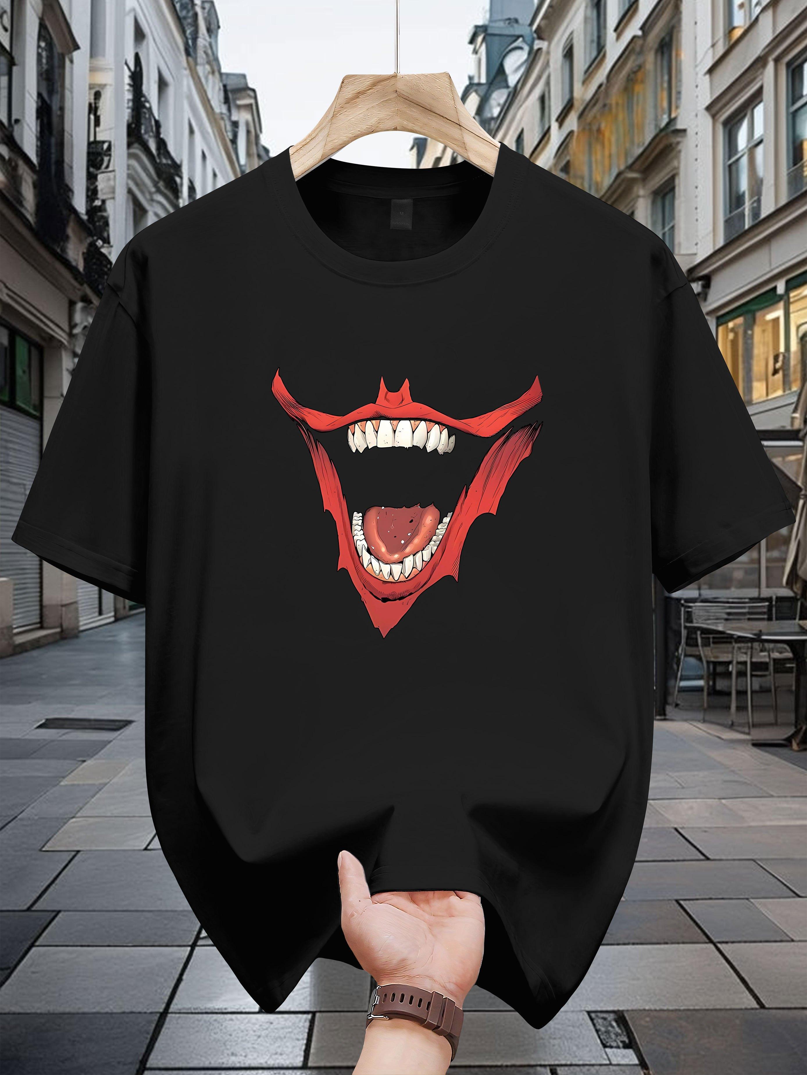 200g 100% Cotton Graphic Print T-shirt - Bold Red & Black Casual Summer Tee XXL