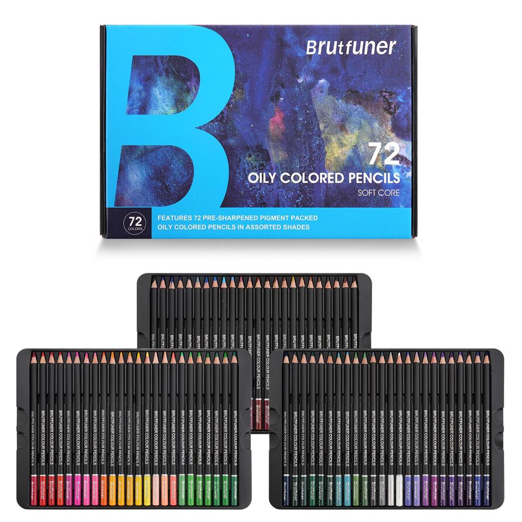 Brutfuner 180 Oil & Water-Soluble Colored Pencils Set for Drawing & Doodling - Ideal Gift