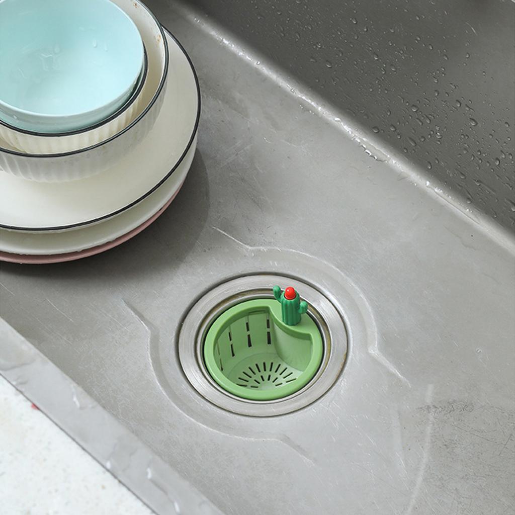 Mehrfach verwendbarer Kaktus Spülen Siebkorb Automatische Entleerungsfunktion Kaktusform Spülenfilterkorb Küchenzubehör