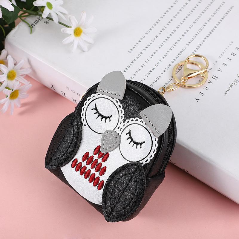 PU Leather Coin Purses Cute Key Bag Owl Coin Purse Mini School Bag Car Key Chain Pendant Lady Wallet Coin Purse