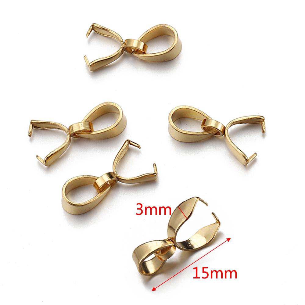 20pcs Stainless Steel Charms Pendant Clip Clasps Pinch Bail Clip for Necklace Pendant Connector DIY Jewelry Making Accessories