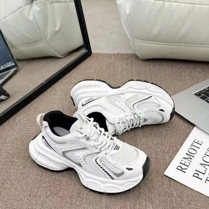 

Дышащая сетка толстая мягкая подошва жареные уличные папины кроссовки женские весенне-летние новые универсальные спортивные кроссовки тренд 40 белый