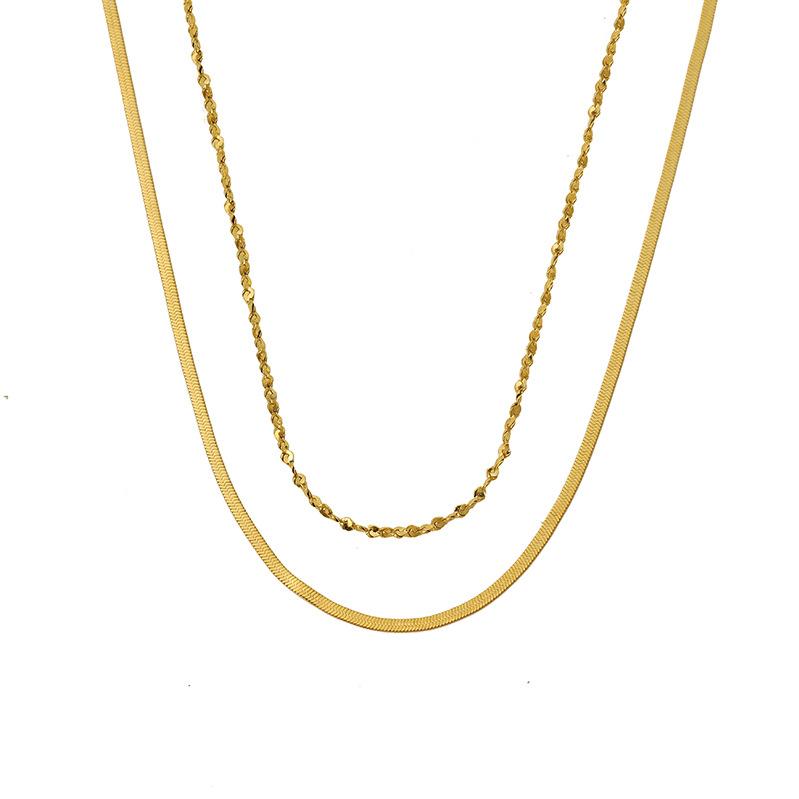 316 Stainless Steel Double Layer Necklace Vacuum Plated Non-Fading Double Layer Chain Necklace Titanium Steel Necklace