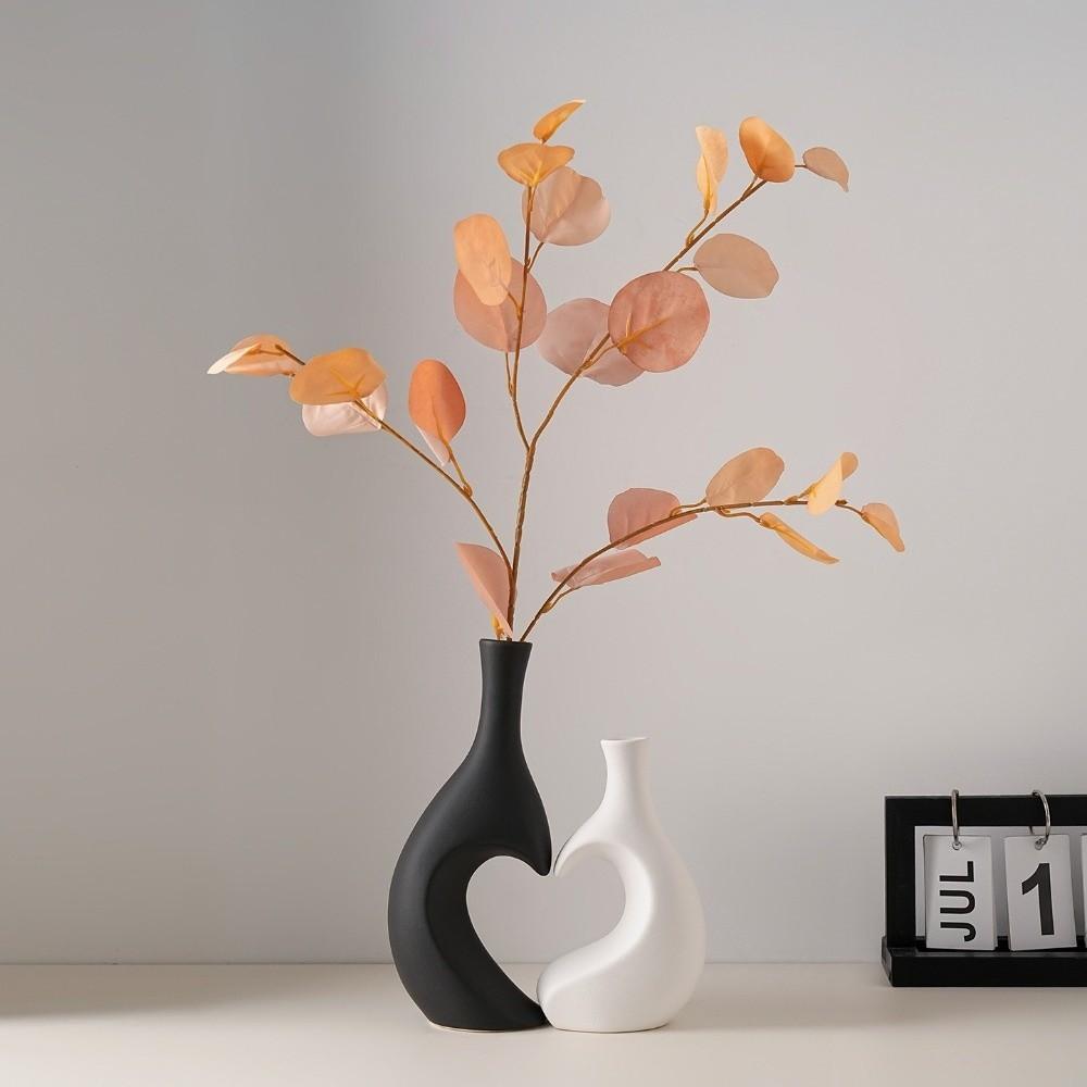 A Set Elegant Ceramic Vase Solid Color Flower Arrangement Vase Creative Water Cultivation Vase