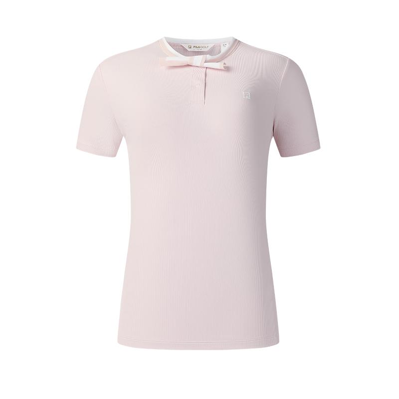 FILA Golf Series Simple Solid Color Comfortable Slim Fit Short Sleeve Polo Shirt Women Polo Shirts Pink A11W525125F-PK
