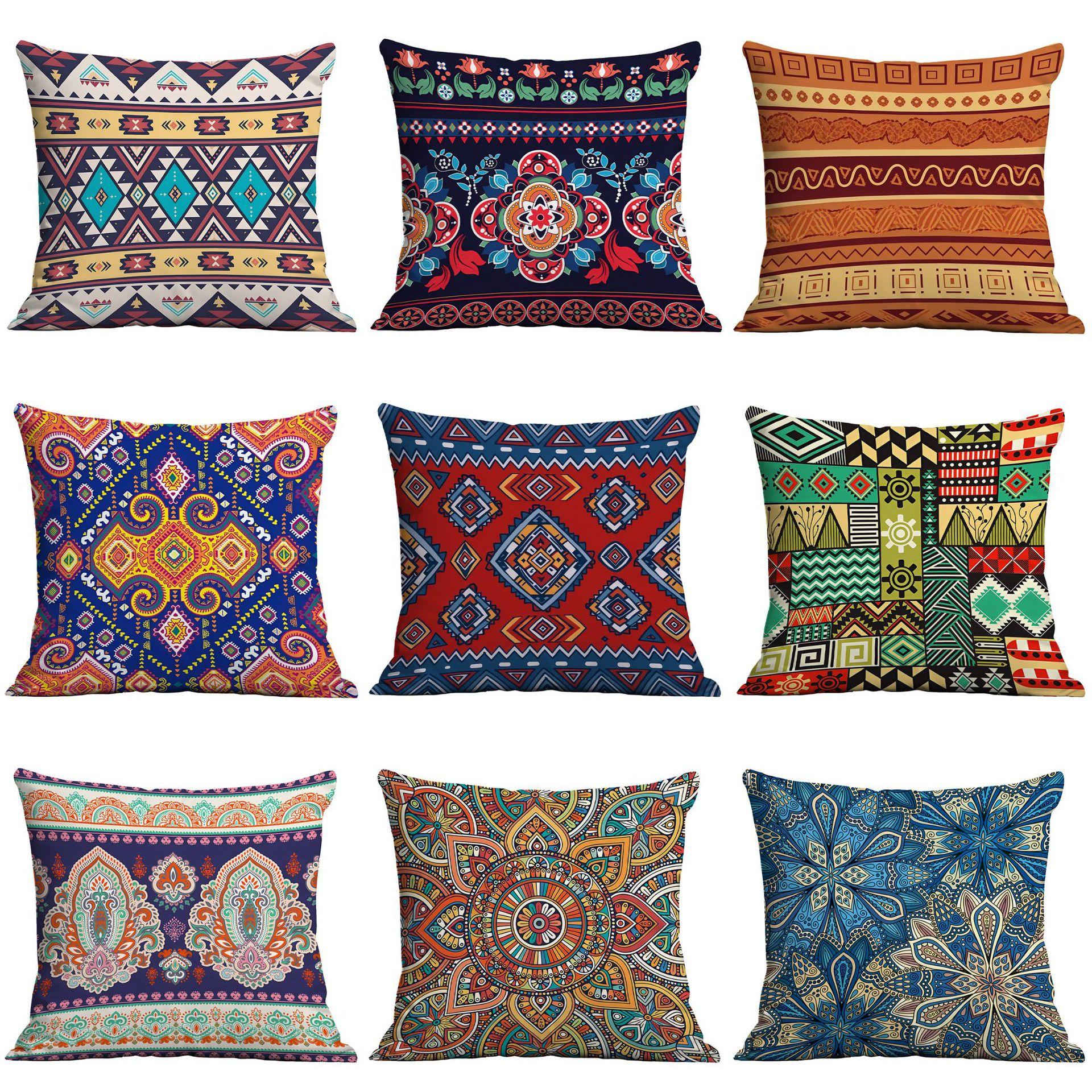 

Bohemian Ethnic Style Pillowcase Living Room Sofa Cushion Hotel Teahouse Pillow Cushion Cover 45 * 45Cm