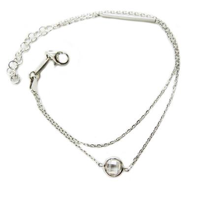 [Q8906] - Double Silver Bracelet 'Boho' Silver White (rhodium-plated) - 6 Mm