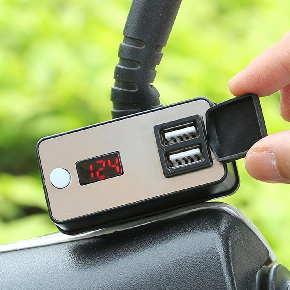 12V Motorcycle Dual USB Charger Digital Display Universal Waterproof Power Supply for Phone Tablets GPS