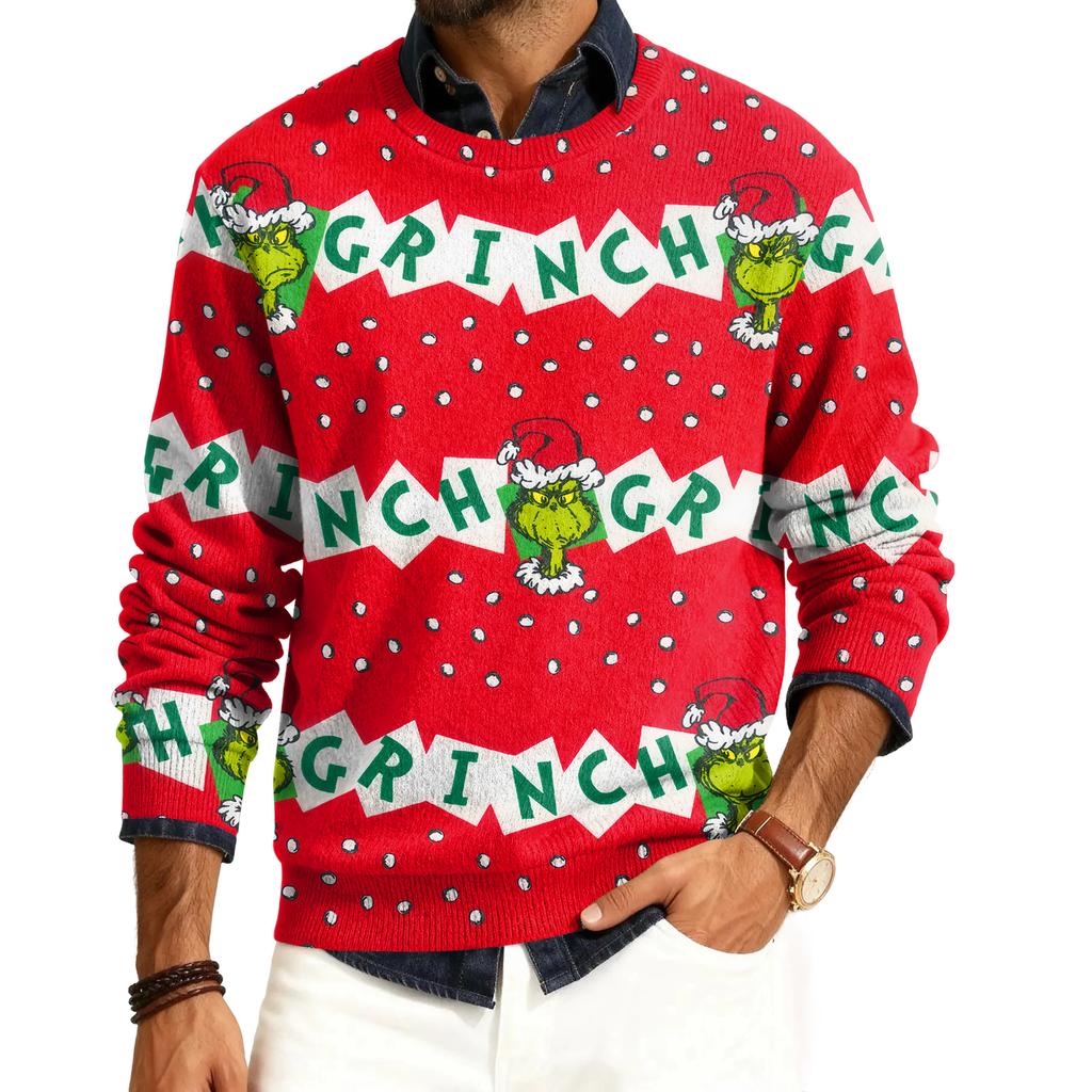 Herre Rund Hals Langermet Ribbestrikket Pullover