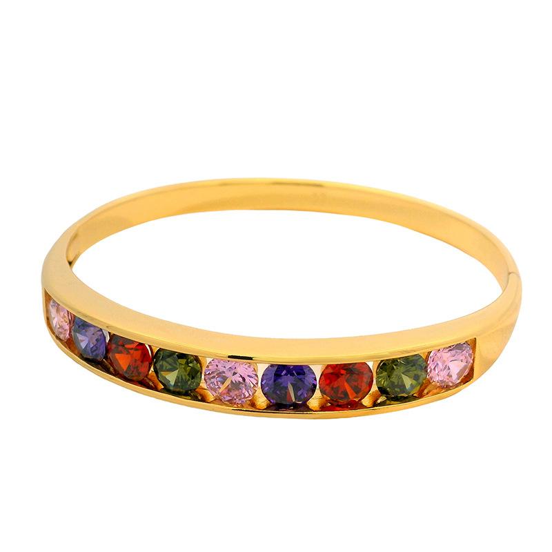 

Інкрустований кольоровим цирконом, імітація золота, легка розкіш, висококласний жіночий браслет, модне просте прикраса для темпераменту