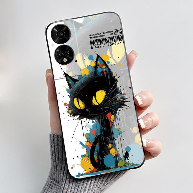 For TCL 50 5G T613K Case Cute Cat Cartoon Astronaut Black Silicone Soft Phone Cover for TCL 50 XE NxtPaper TCL50 50XE 5G Bumper