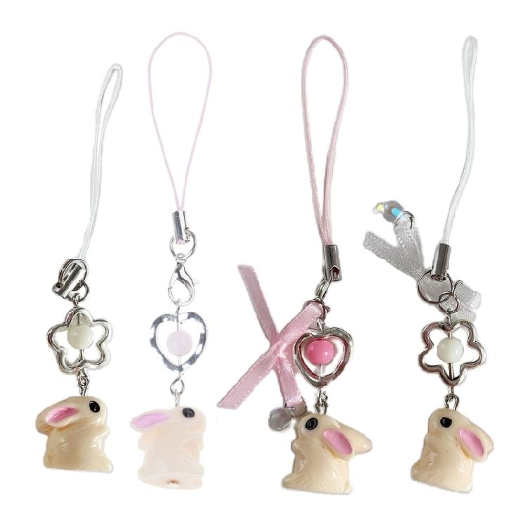 Acrylic Rabbit Keychain Delicate Flower Bowknot Keyring for Bags Backpacks