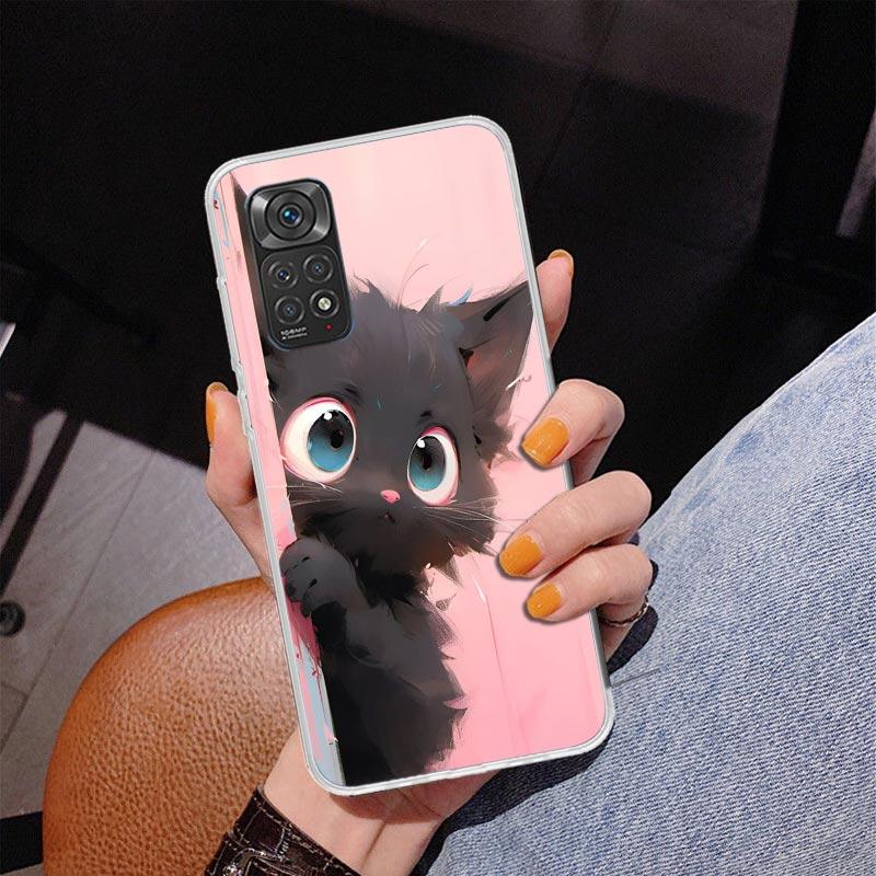 Anime Cute Black Cat Meow Phnoe Case for Phnoe Case for Xiaomi Redmi Note 15 14 14S 13 Pro Plus 12 12S 11S 11E 10S 10 11T 5G Uni