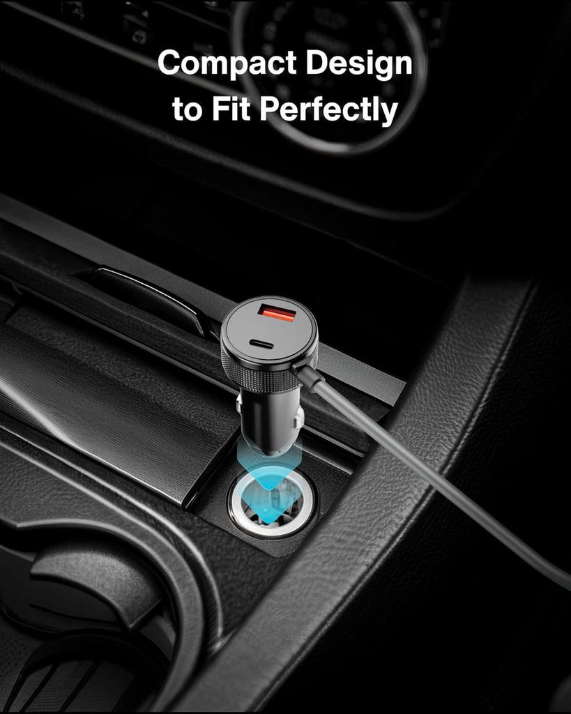 4th Gen Waterproof Mini Car Charger with Digital Display for Cigarette Lighter