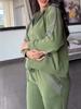 2024 Euro-American Solid Color Zip-Up Sweatshirt & Drawstring Pants Set - Women's Casual Two-Piece