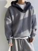 Herren Übergroßer Retro Grauer Kapuzen-Winterstrickpullover