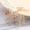 Metal Horse Pendant Key Chain Sparkling Rhinestones Animal Key Ring Horse Key Chain  For Women Men