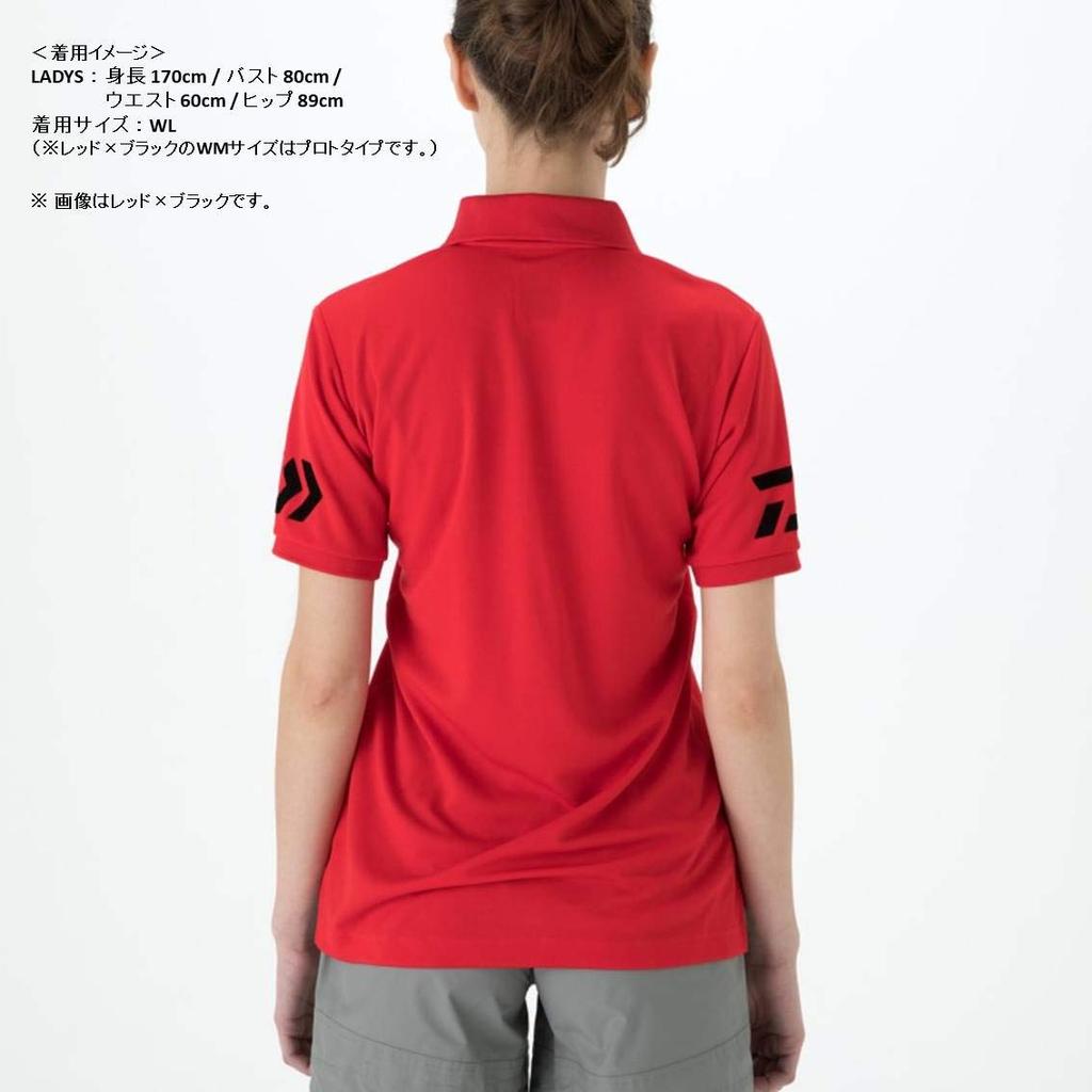 Daiwa (DAIWA) Short Sleeve Polo Shirt, White x Red, Size 120, DE-7906