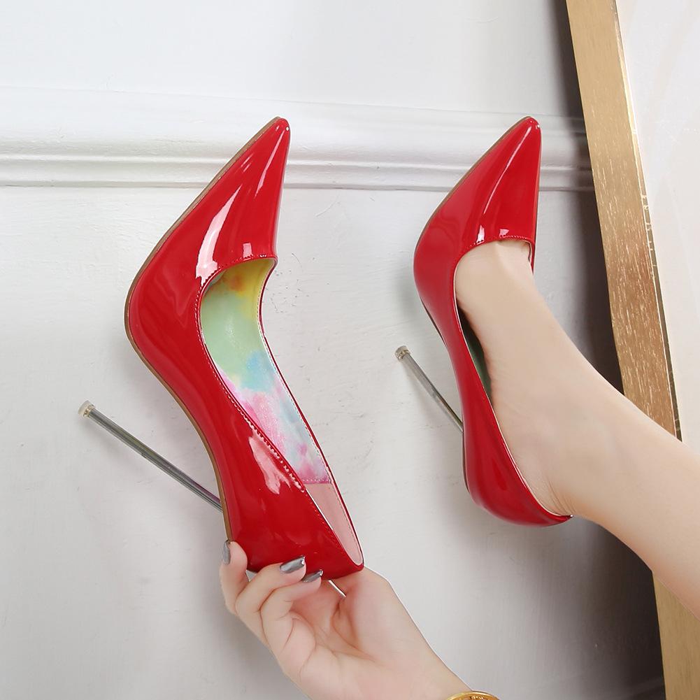 Personalized new nightclub drag dance high heels metal heel pointed super high heel banquet party fashion