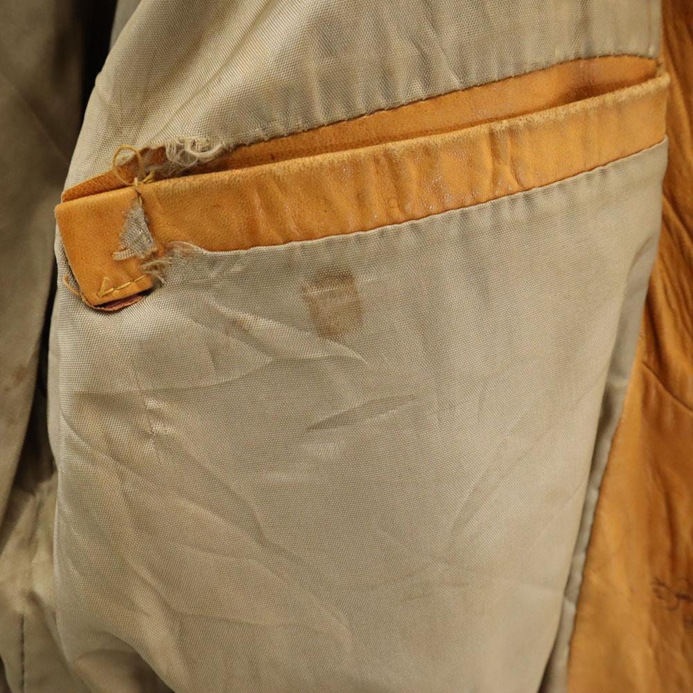 Vintage 70s Decathlon Leather Jacket 44 Camel IDEAL Zip Blouson Men's Used