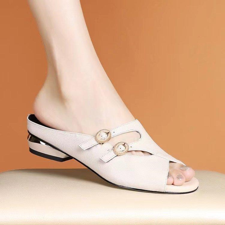 

Женские летние модные шлепанцы с открытым носком и рыбьим ртом, для улицы, на низком каблуке, прохладные, плоские сандалии, универсальные, удобные, повседневные 35 белый