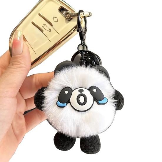 Keychain Rabbit Ear Soft Plush Ball Charm Key Chain Car Keys Bags Backpacks Kids Travel Accessories Stress Relief Gift