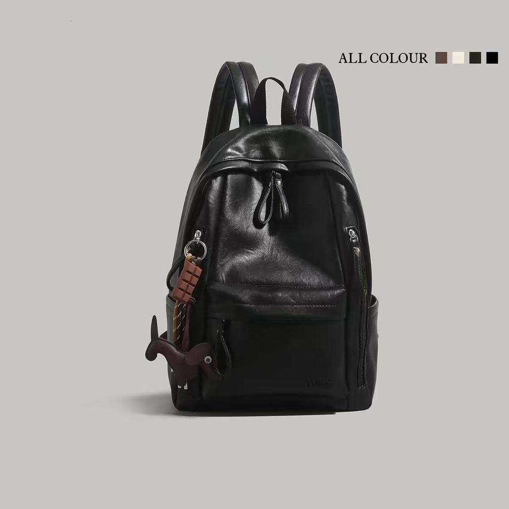 Schoolbag Retro Soft Leather Backpack Women's 1011 Summer New Large-capacity Student Class Schoolbag Short Trip Backpack