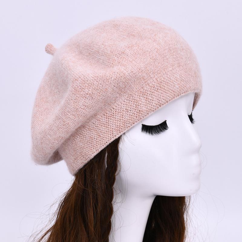 Fashion Versatile Rabbit Down Dudu Head Beret Women's Winter Outdoor Windproof Wool Cap Warm Ear Protection