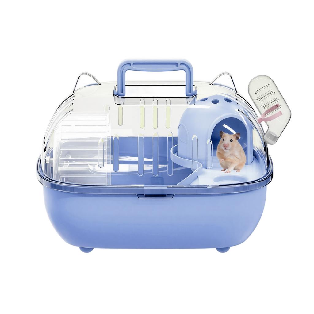 Small Animal Cage Portable Hamster Habitat with Transparent Dome Top and Multi-Level Interior for Small Pets and Rodents