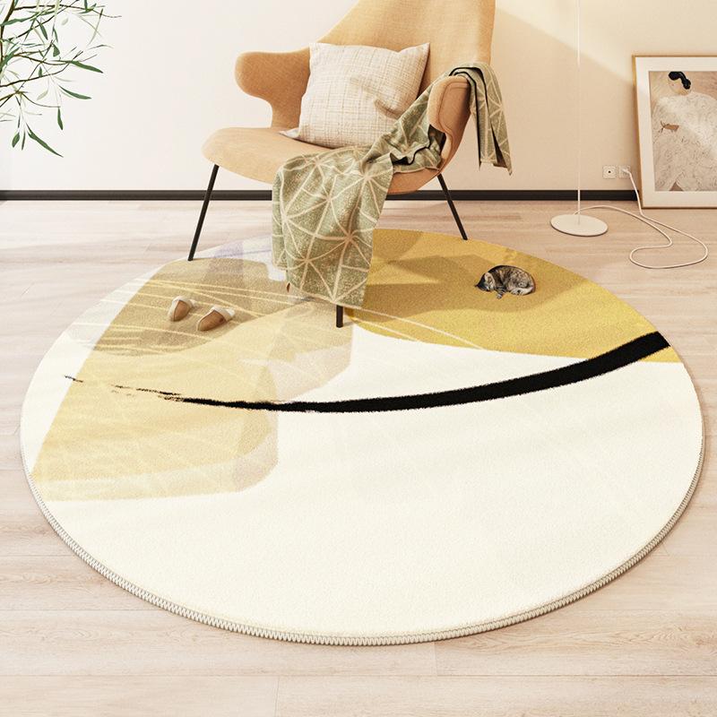 Modern Style Round Living Room Carpet Children's Room Bedroom Crawling Mat Warm Bed Blanket Thick Washable Mat