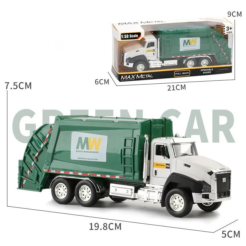 New 1:50 Car Toy Truck Model Pull Back Alloy Diecast Vehicle Fire Military Engineering Garbage Trucks Toys For Children's Gift