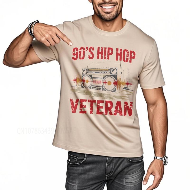 Neues Baumwoll-T-Shirt Schwarz Sommer Für sie T-Shirt 90er Hip Hop Veteran Boombox Design Kurzarm Rock-Oberteile Herren-T-Shirt