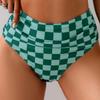 One Piece From An Overseas Warehouse, Women's Contrasting Color Plaid, Full Body Printing, High-end Vest, Split Bikini Swimsuit.