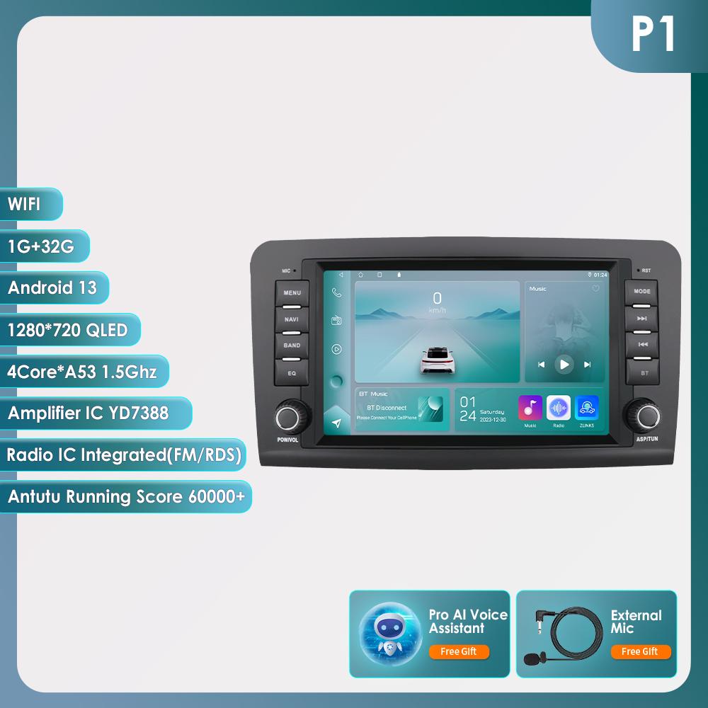 Ossuret 2Din Android 13 Car Radio for Mercedes Benz GL ML W164 ML350 ML500 X164 GL35 GL45 2005-2012 Navigation GPS Intelligent Multimedia Video WIFI