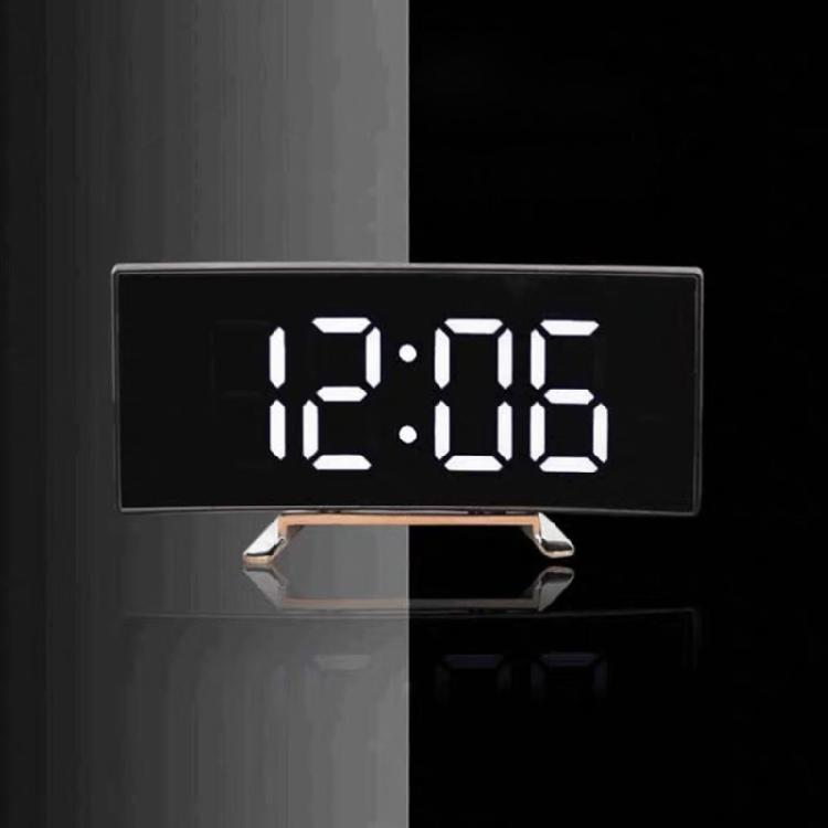 Mirror Double Digital Alarm Clock With Adjustable Night lighting Quiet Operate Temperature Display Double Power Supply