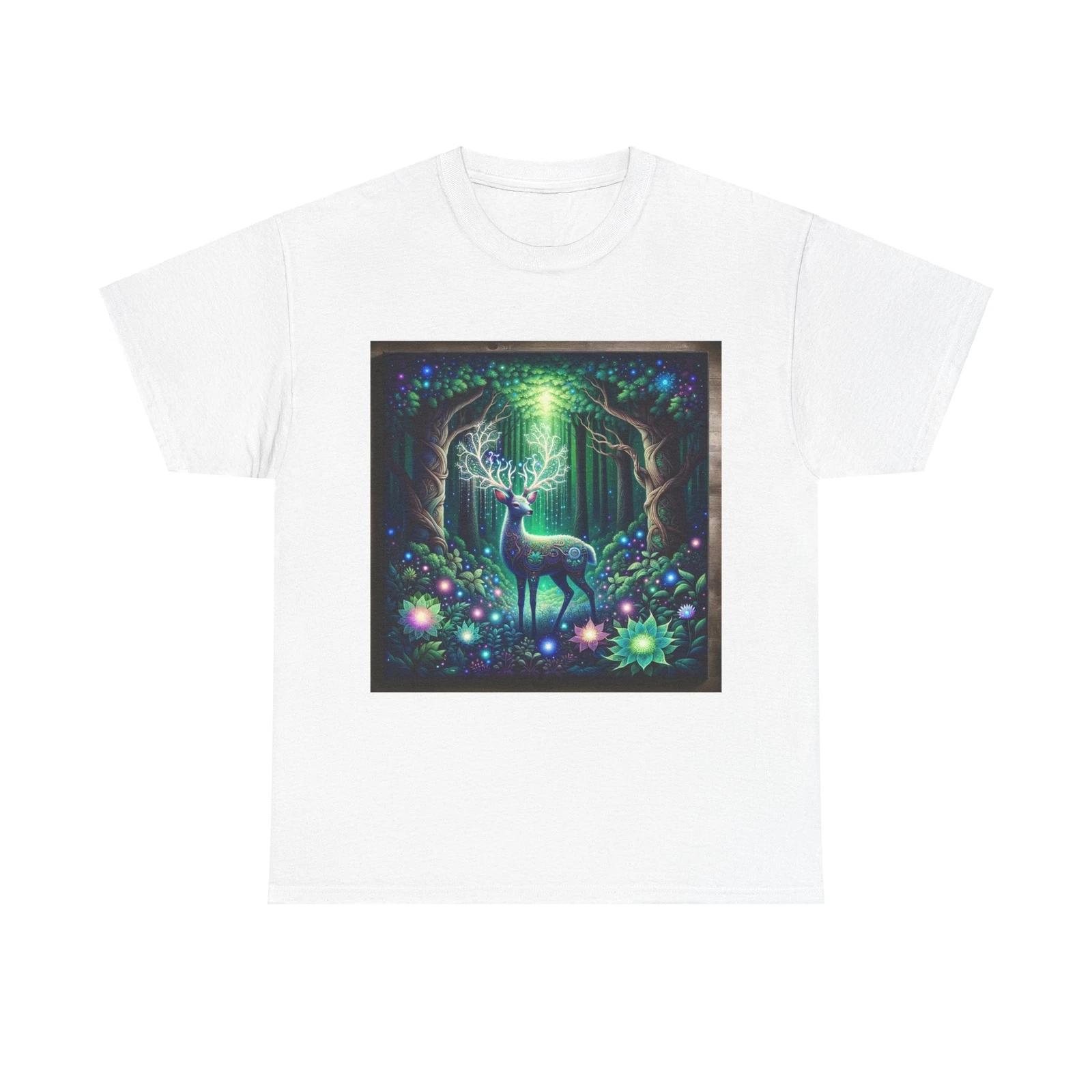 Unisex Adult T Shirt Whimsical Deer Magical Forest Art M