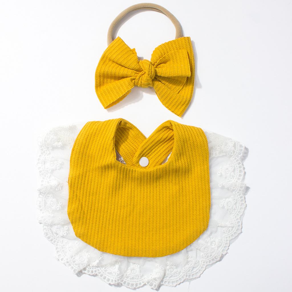 Baby Bib Set Bowknot Headband and Bib Combination Four Seasons Pure Cotton/Nylon for Baby Boys & Girls