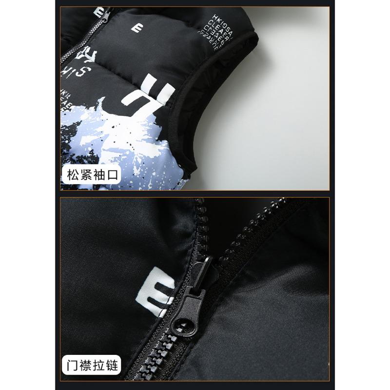 Men Reversible Thick Warm Hooded Casual Fashion Sleeveless Cotton Padded Vest