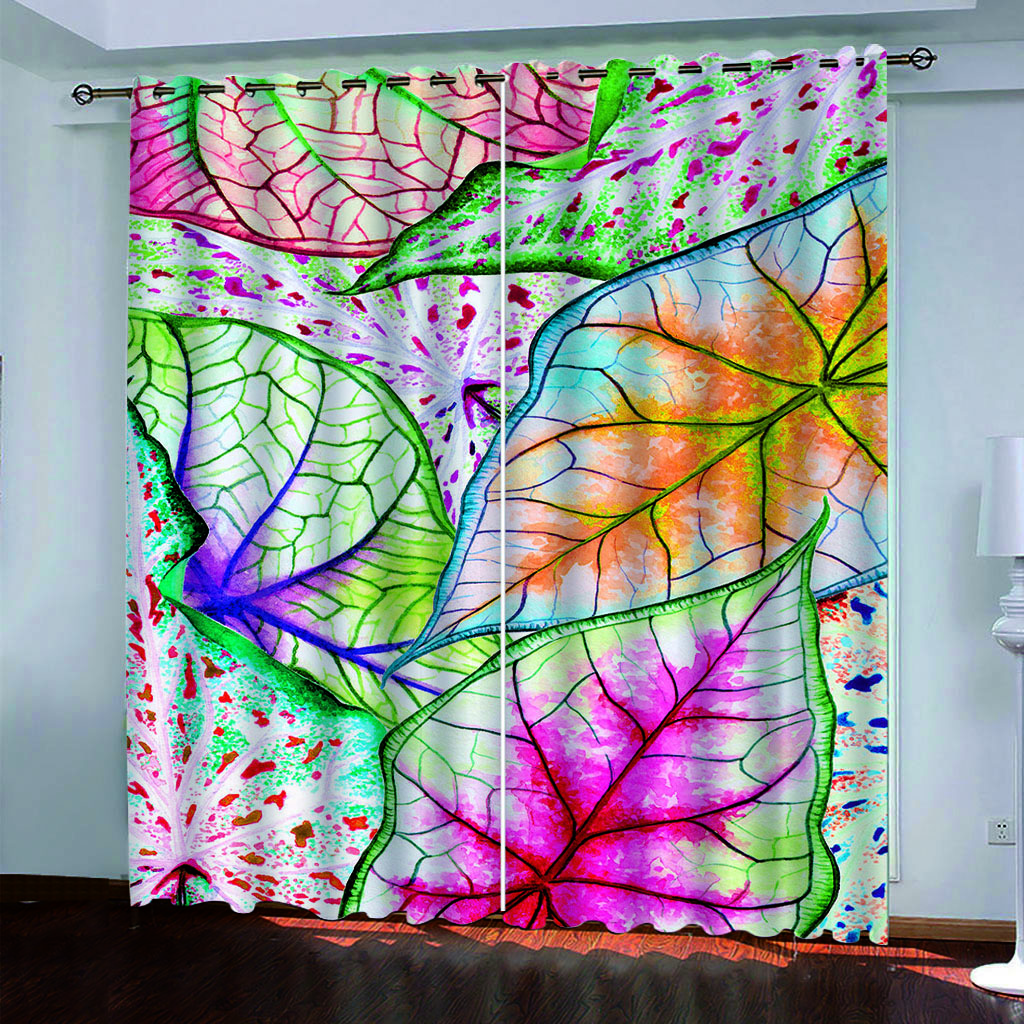 HUANZHUANG Curtain for Kids Room Multicoloured and Gorgeous Print Bedroom Set, Curtains for Living Room Window Treatment Drapes