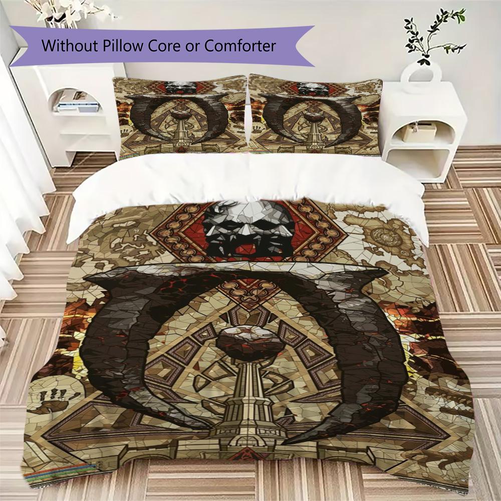 Ancient Scroll Oblivion Pattern Bedding,Quilt Set Quilt Cover Pillowcase Home Birthday Gift (1*duvet Cover+2*pillowcase,without core)SSJT0917308