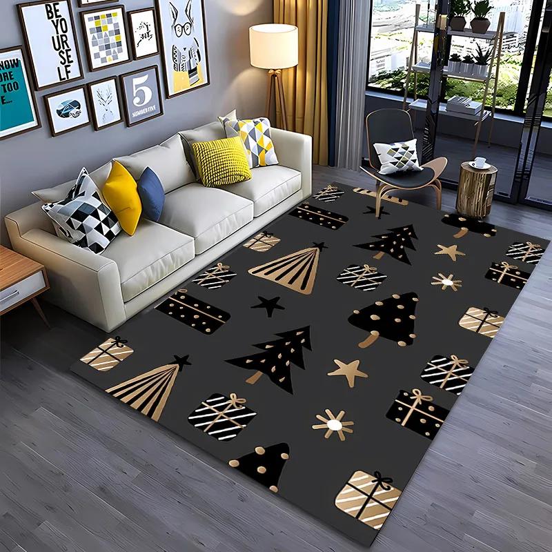 Christmas Theme Soft Carpet, Living Room Bedroom Home Decor Carpet Garden Lawn Carpet Kitchen Kids Bedroom Mat New Year Present