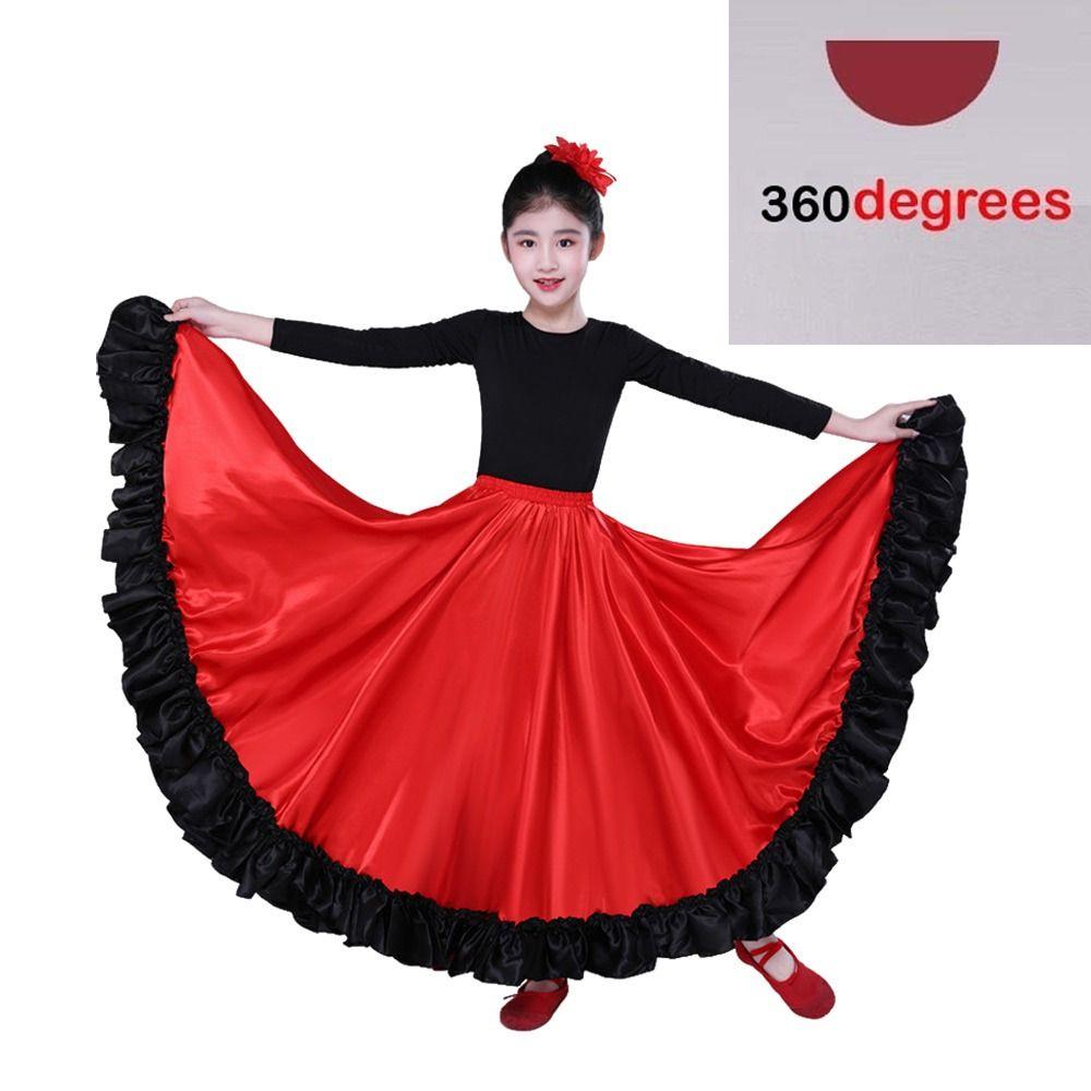 Glatter Spanischer Paso Doble Rock Polyester Party Lateinischer Tanz Kostüm Großer Schwung Karnevalskleid Bühnenauftritt Rock Tanz